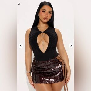 Fashion Nova Black Ruched Bodysuit